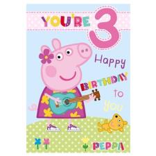 You're 3 Peppa Pig 3rd Birthday Card